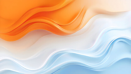 Fototapeta premium Flow of harmony: vibrant wave abstract, wave symphony: a dance of colors - Abstract orange, white, and blue background with waves