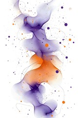 Naklejka premium An abstract digital illustration featuring flowing waves of purple and orange hues intertwined with delicate dots, creating a dynamic and vibrant visual effect.