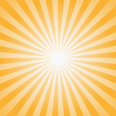 Abstract sunshine background. Striped orange background similar to retro poster.