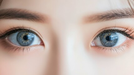 Naklejka premium Focused Gaze: A Close-Up of Intrigued Eyes.Concept of focus, vision, and mindfulness, Optometry, meditation, psychology, and spirituality.