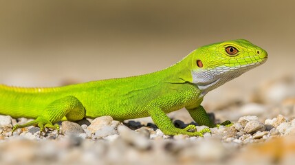 Fototapeta premium A Dazzling Display: The Full-Body Shot of a Brilliant Lizard.Concept of vibrant nature, exotic wildlife, tropical paradise, unique beauty.vibrant nature, unique creatures, wildlife conservation.