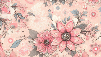 淡い優しいピンク色の花があるイラスト