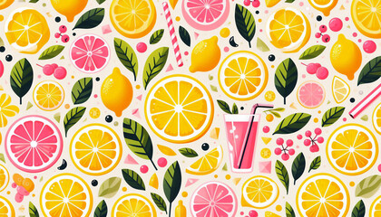 レモンとグレープフルーツをイメージしたビタミンカラーのイラスト