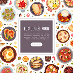 Portuguese Dishes and Main Courses Banner Design Vector Template