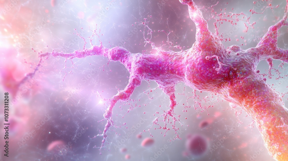 Poster a vibrant, abstract depiction of neural connections, showcasing intricate networks of neurons and sy