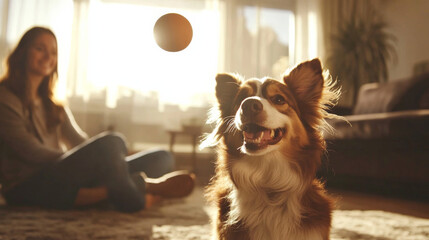 Obraz premium a cute dog batting a ball