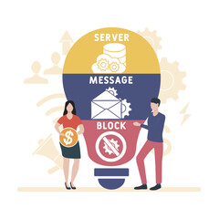 SMB - Server Message Block acronym. business concept background. vector illustration concept with keywords and icons. lettering illustration with icons for web banner, flyer, landing pag