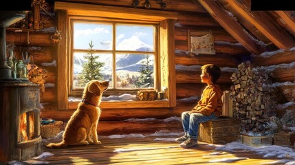 Fototapeta premium Cozy Cabin with a View