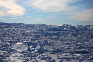 Icebergs and frigid scenery in Greenland, Arctic