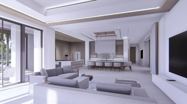 Modern Spanish-Inspired Open-Concept Living Space with Seamless Flow | Luxury Interior Design Photography