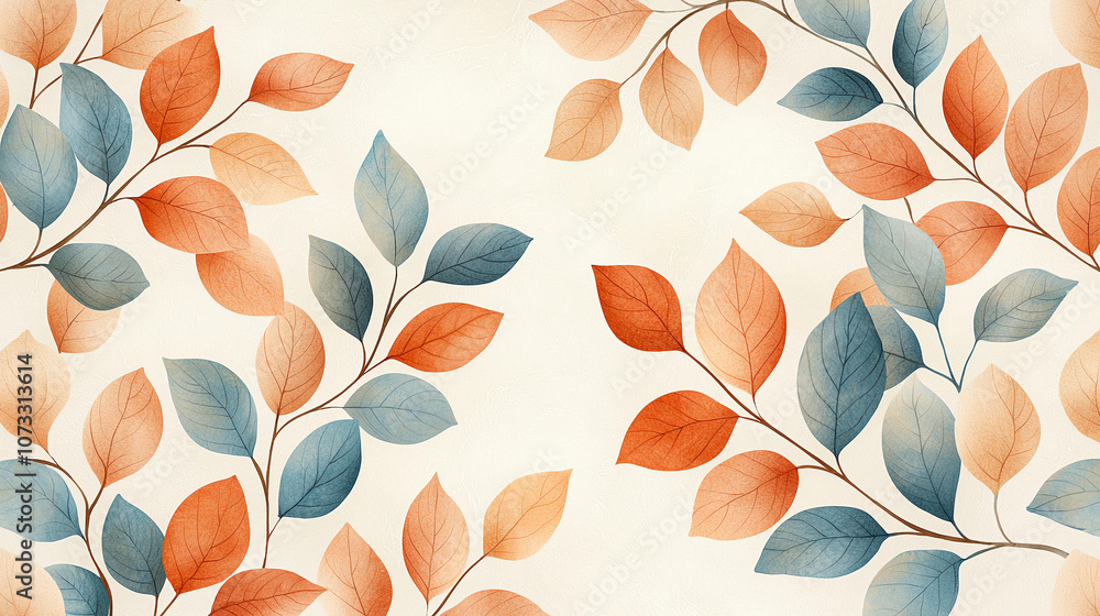 Poster abstract background soft earth tones create beautiful floral inspired pattern with leaves in shades 
