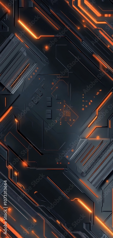 Aufkleber flat cybernetic backdrop in dark orange with intricate network designs. generative ai