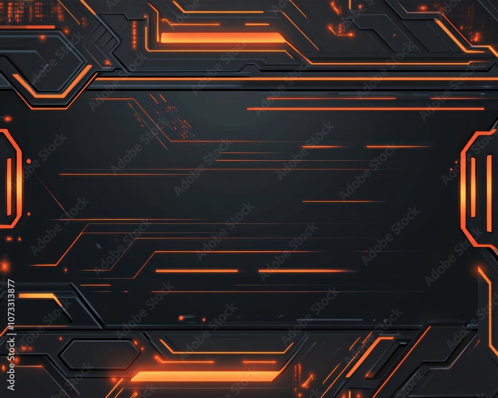 Poster futuristic cybernetic backdrop in dark orange with sleek digital lines and patterns. generative ai