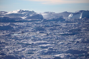 Icebergs and frigid scenery in Greenland, Arctic