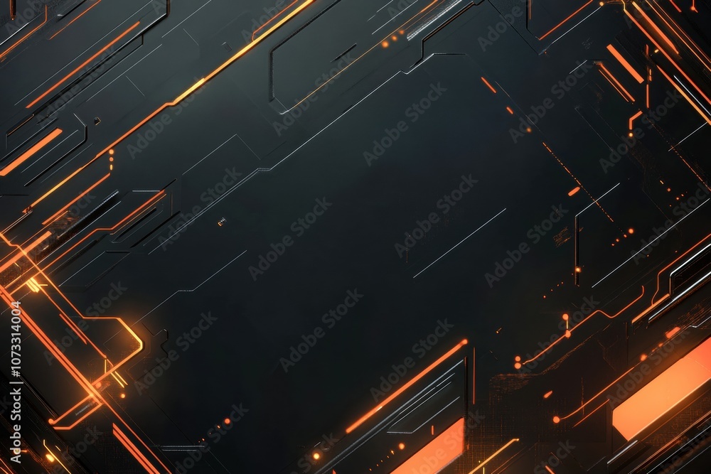 Poster Dynamic dark orange cybernetic backdrop with intricate lines and patterns. Generative AI