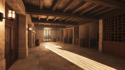 Luxurious Spanish-Inspired Wine Tasting Room with Rich Wooden Accents and Modern Design