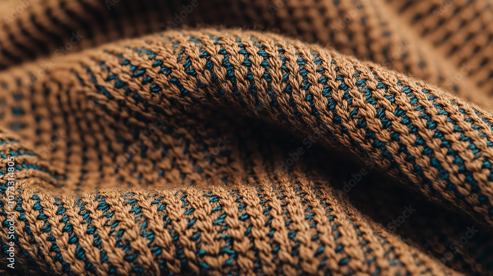 Poster abstract background close up of woven fabric featuring intricate patterns in brown and blue. texture