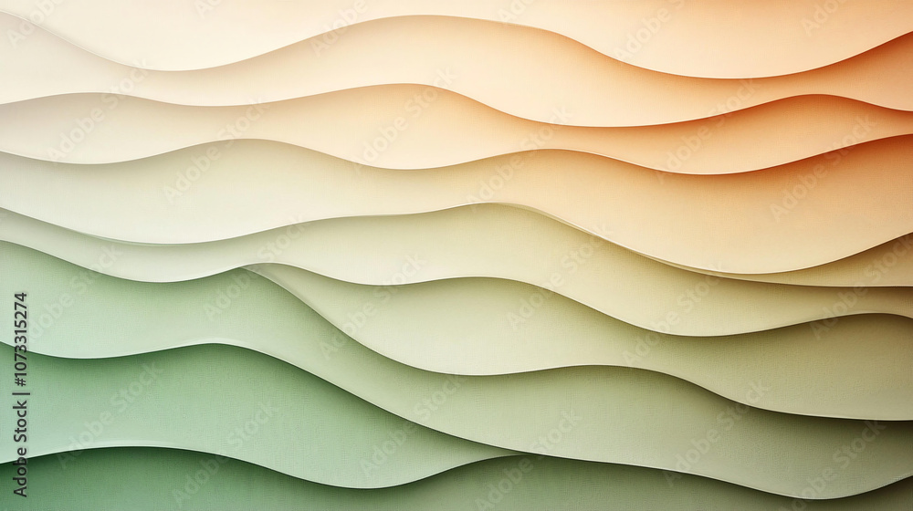 Poster abstract background soft, flowing waves in earthy gradient from warm brown to olive green create ser