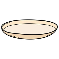 Hand drawn cartoon plate on a white background.