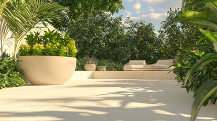 Spanish-Inspired Outdoor Terrace Oasis with Modern Design, Cozy Seating, and Lush Greenery | Ultra-Detailed Relaxing Space