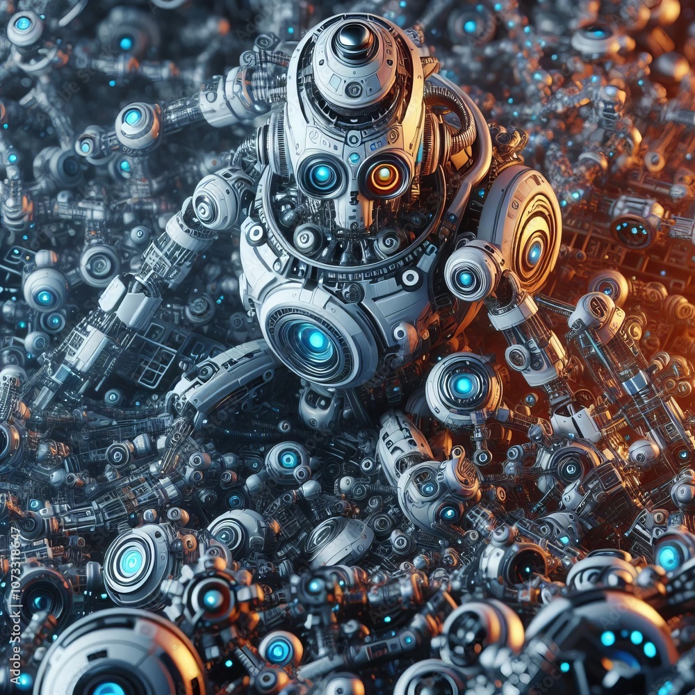 Poster d rendered image of futuristic nano robots