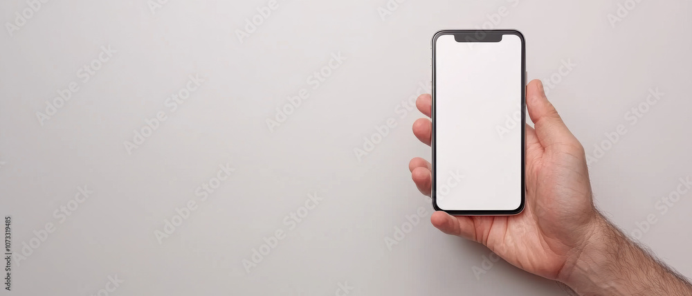 Aufkleber a hand holds a blank smartphone against a plain background, suggesting potential for customization o