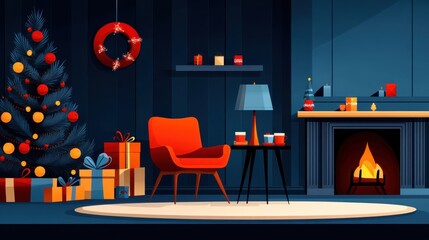 Cozy Winter Interior with Festive Decor