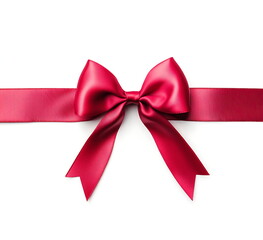 A red bow made of satin ribbon isolated