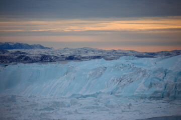 Icebergs and frigid scenery in Greenland, Arctic