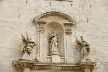 The Cathedral of the city of Bari in region of Apulia. Element of the facade in the historical center of Bari