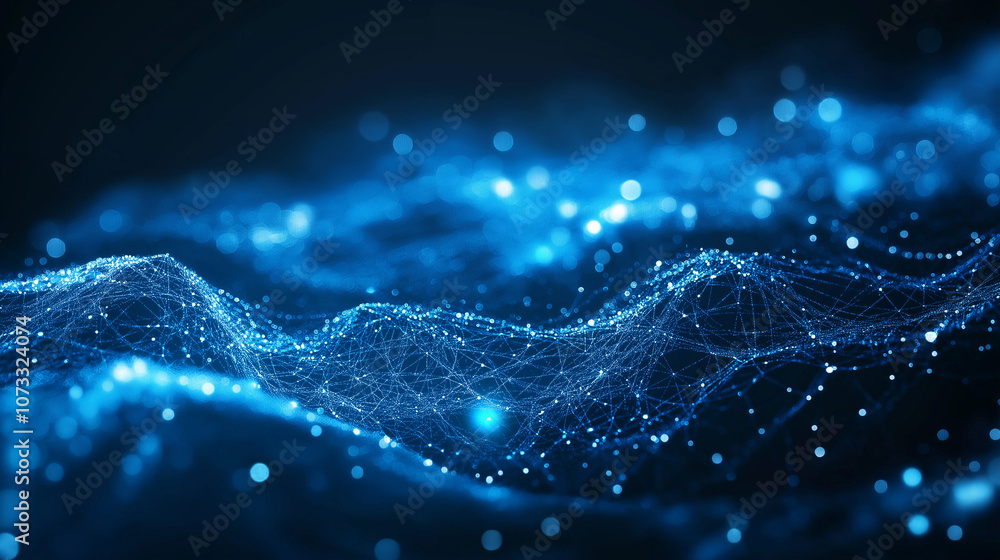 Aufkleber abstract blue technology communication vector background featuring dynamic digital lines and glowing