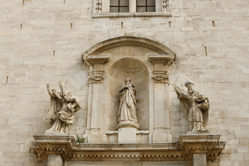Element of the facade of the Basilica of Saint Nicholas ( San Nicola ) in Bari, Roman Catholic Church in region of Apulia