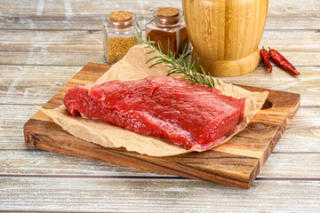 Raw beef flesh for cooking