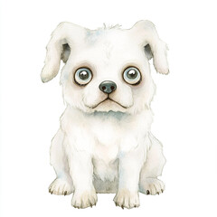 Fototapeta premium Kuvasz Dog Watercolor Clip Art: Cute and Creepy A4 Dog Illustration