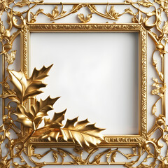 Close-up of a golden Christmas frame.