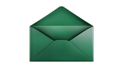 an open green envelope isolated on transparent background