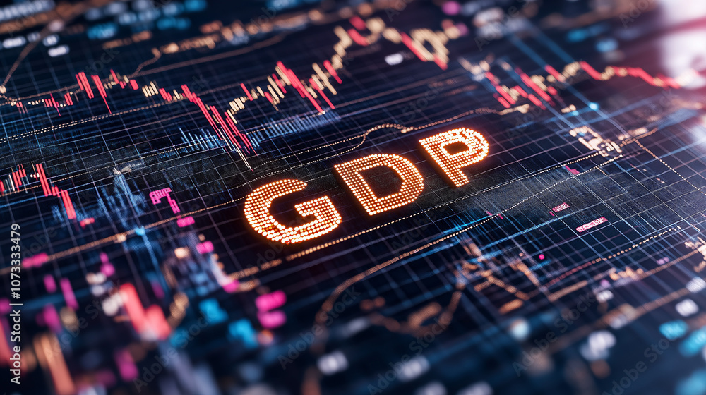 Poster gdp growth: a close-up view of a glowing 