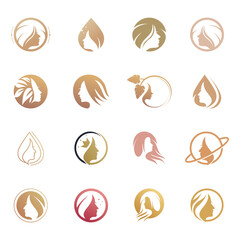 Set beauty female logo design template unique style Premium Vector