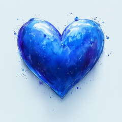 blue heart watercolor on white