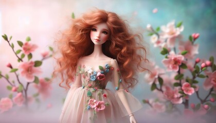 Naklejka premium Miniature Dolls : The Dreamy Forest Dolls. An Artistic Collection of Dolls in Harmony with Beautiful Nature.