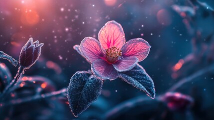 Pink Flower with Dew Drops - Macro Photography