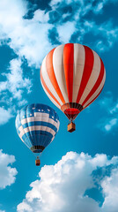 Naklejka premium Celebrate united states independence day with colorful hot air balloons