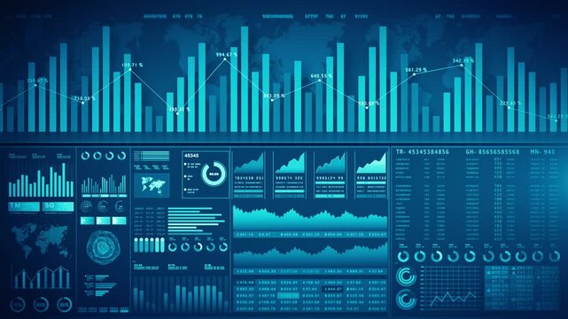 Data analysis Investment dashboard with bar charts, line graphs, and metrics. Perfect for business intelligence, finance, and statistical data analysis themes.  Investment background 4k