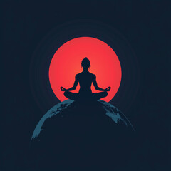 yoga position silhouette at night