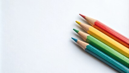 Naklejka premium Four Colored Pencils Arranged in a Rainbow Pattern on a White Surface