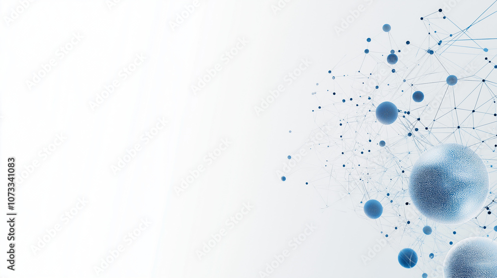 Poster abstract digital network: a minimalist, abstract design featuring a network of interconnected blue o