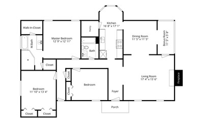 3 bedroom floor plan 2D