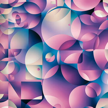 Elegant Pastel Geometric Wallpaper with Circular Forms, Soft Lavender Accents, and Abstract Patterns
