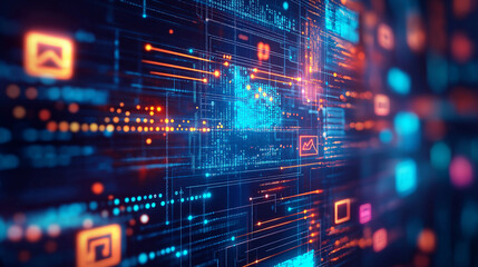 Obraz premium Modern background for business use, featuring the theme 'Harnessing the Power of Coding and Programming,' 