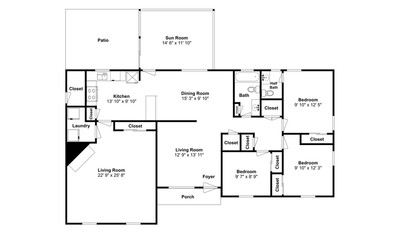 3 bedroom floor plan 2D
